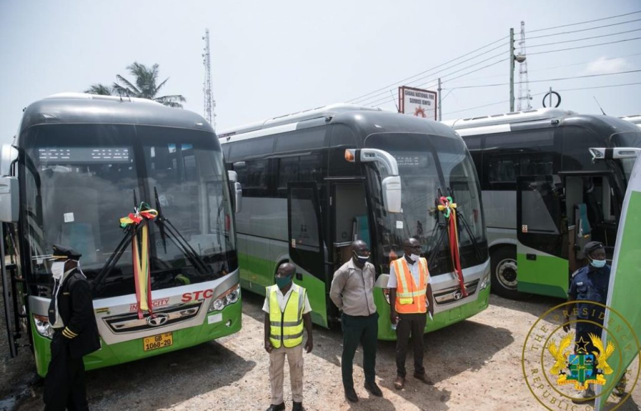 PRESENT AKUFO-ADDO PRESENTS 100 BUSES TO STC COACHES LIMITED